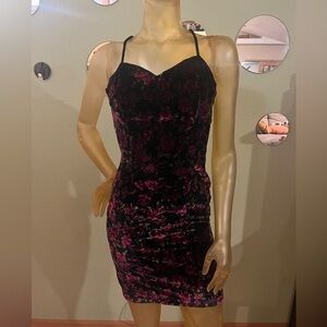 Vintage 80’s Velvet Embossed Mini Dress